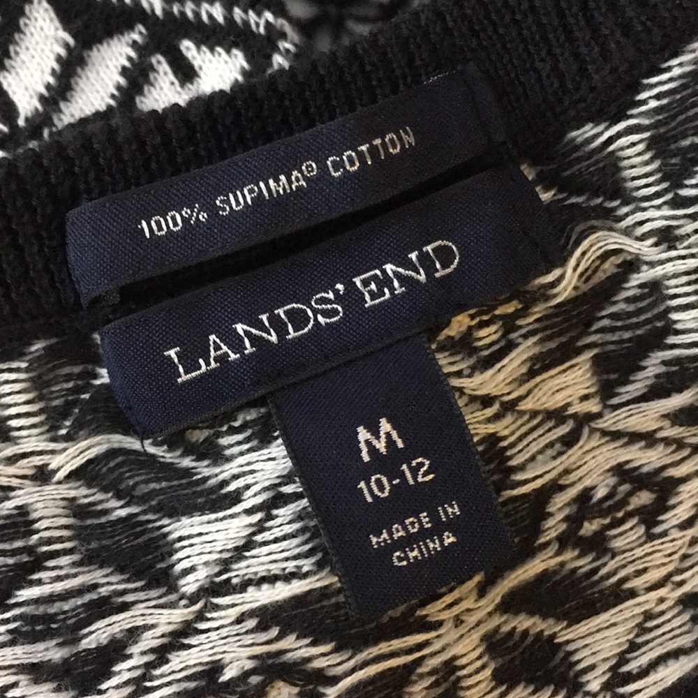 Lands End nearly new sweater Black white snowflake - Picture 2 of 2